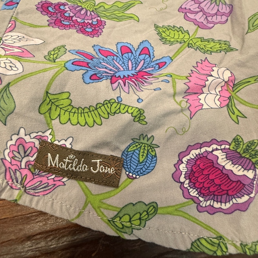 Matilda Jane Thinking Out Loud Floral Henley Blouse Gray Purple XXL Rayon Boho - Picture 8 of 9
